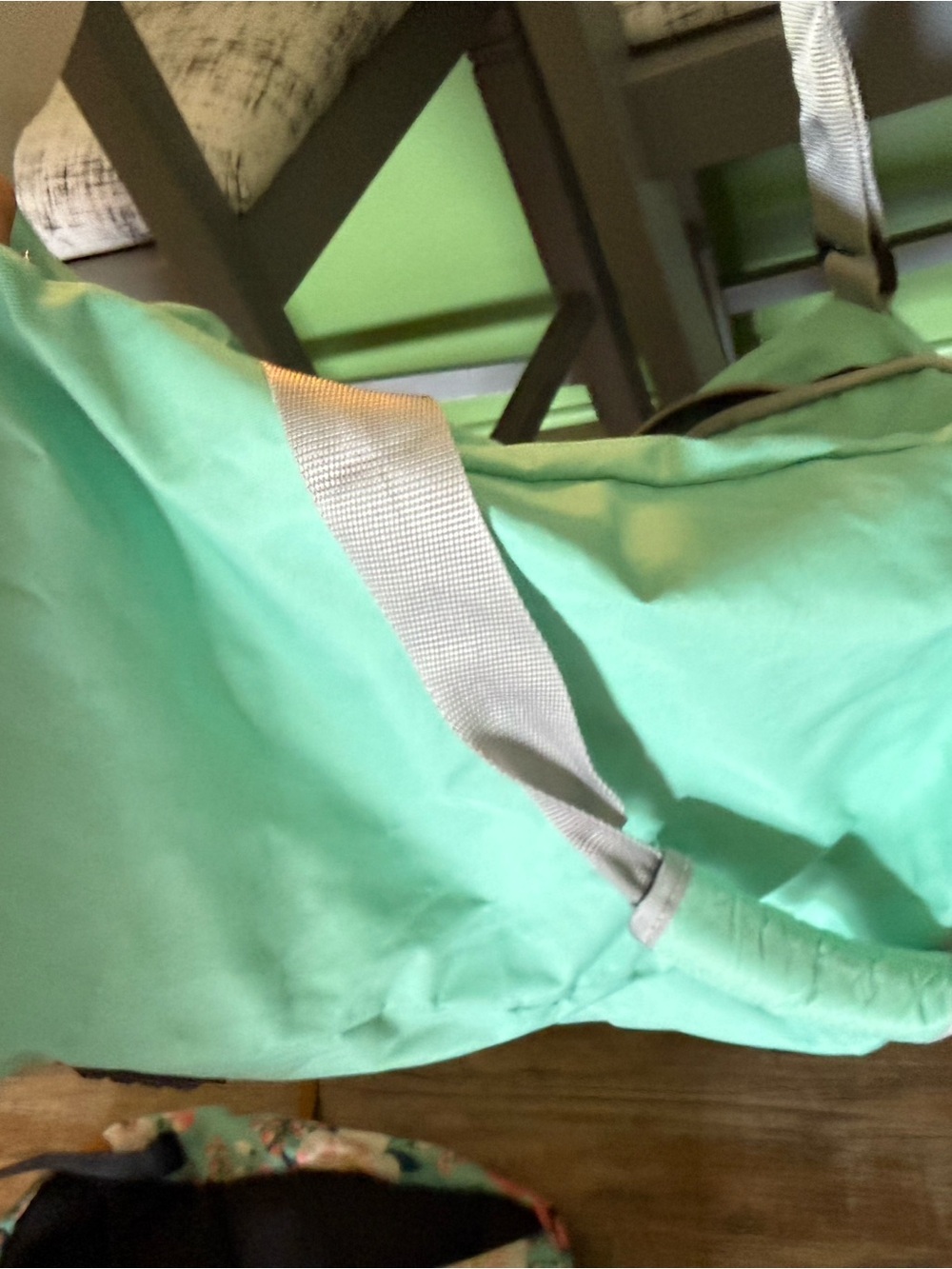 Mint Green Travel Duffel Bag with Gray Straps